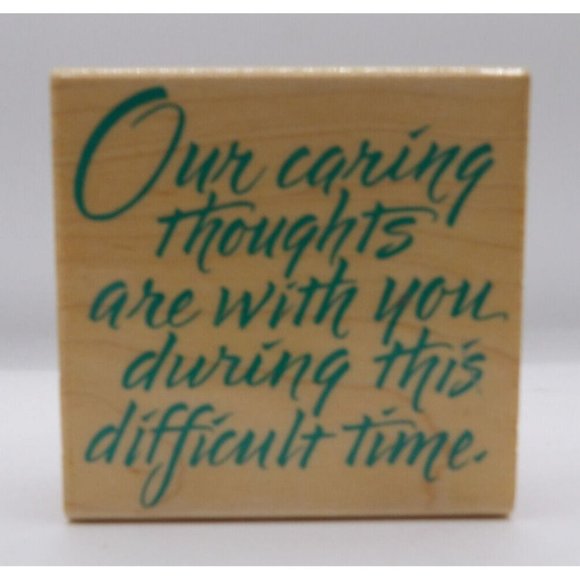 Stamp Wooden Our Caring Thoughts Hero Arts ©1996 2 1/2" x 2 1/2" Cursive - Picture 1 of 4